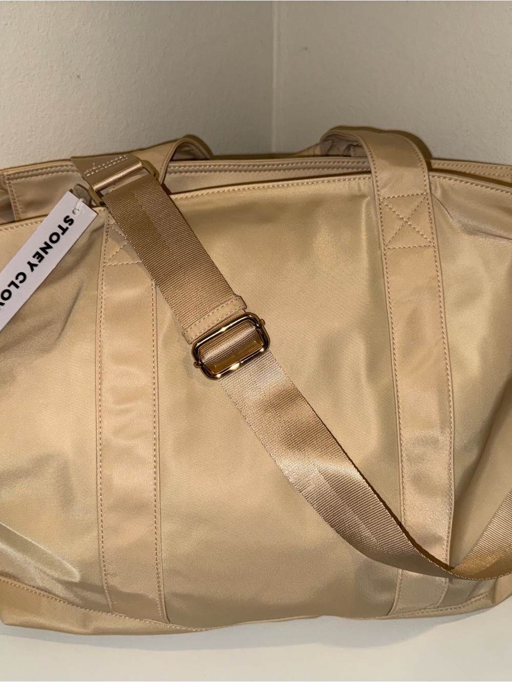 Stoney Clover Lane Beige/Tan Nylon Tote with Adjustable Strap